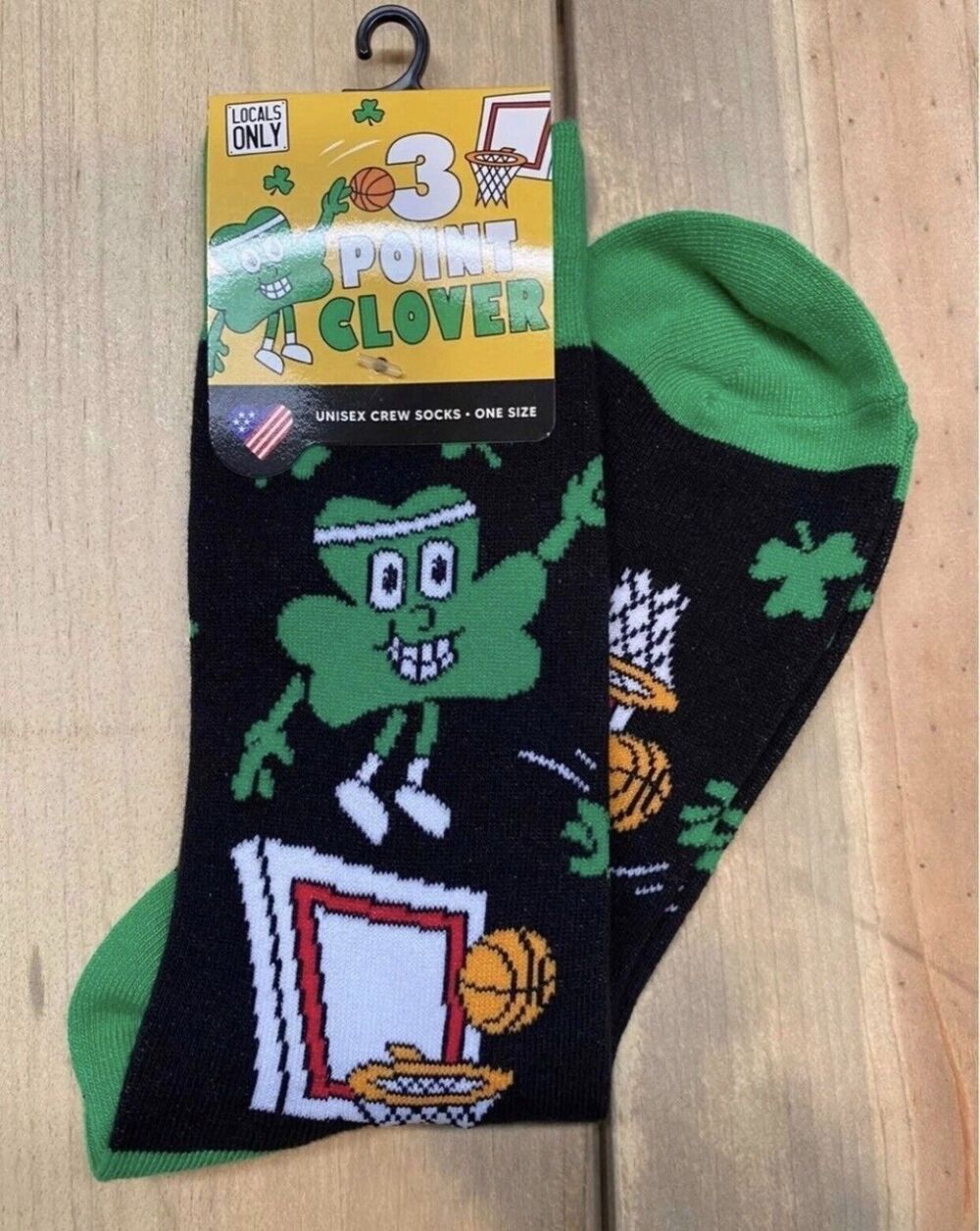 Locals Only Unisex 3 Point Clover Basketball St Patricks Crew Socks